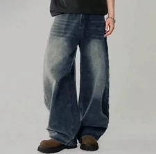 Super Baggy Vintage Blue Jeans Y2K Wide-Leg Style Baggy Skater Wide Leg Jeans