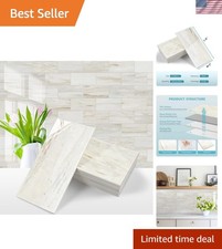 4-Piece Glossy Wooden Marble Grain Peel and Stick Backsplash Tile,3''x6'' PVC...