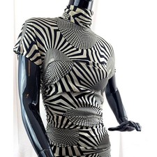 Vintage 90's SEXIEST Versace Geometric Body Con Ruched Midi Dress