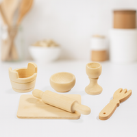 Miniatur Backset 6-Teilig Holz Natur Wichtel ZubehöR WichtelküChe Weihnachtsdeko