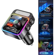Car Bluetooth 5.3 Adapter FM Transmitter 4 Port Fast Charging Hands-Free Audio