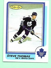 (1) STEVE THOMAS 1986-87 O-PEE-CHEE # 245 LEAFS ROOKIE NM CARD (N5289). rookie card picture