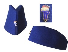 DDR frühe Junge Pioniere Uniform - Mütze / Käppi / Schiffchen alte Art+Abzeichen