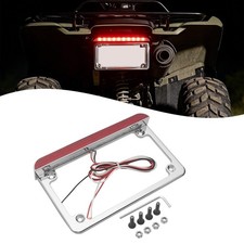 Motorbike License Plate Frame With Led Tail Brake Light Aluminum Black Kits Usa