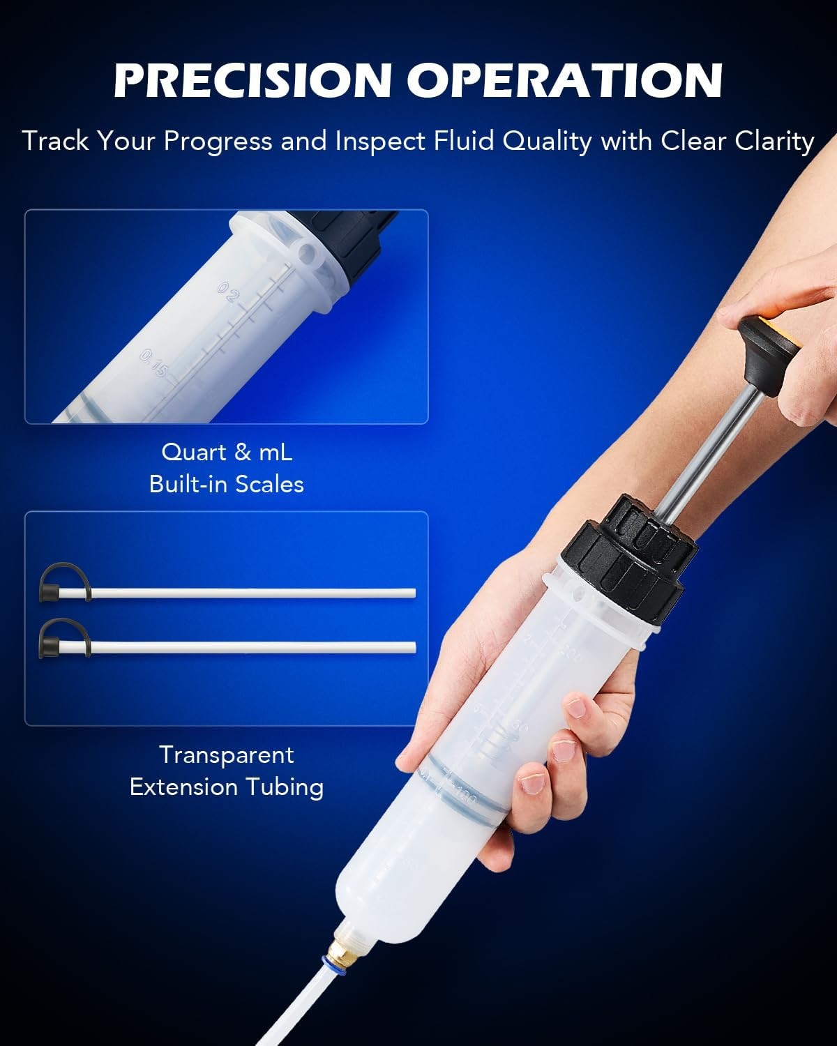 Orion Motor Tech 200mL Manual Fluid Extractor and Filler, 200mL, orange 