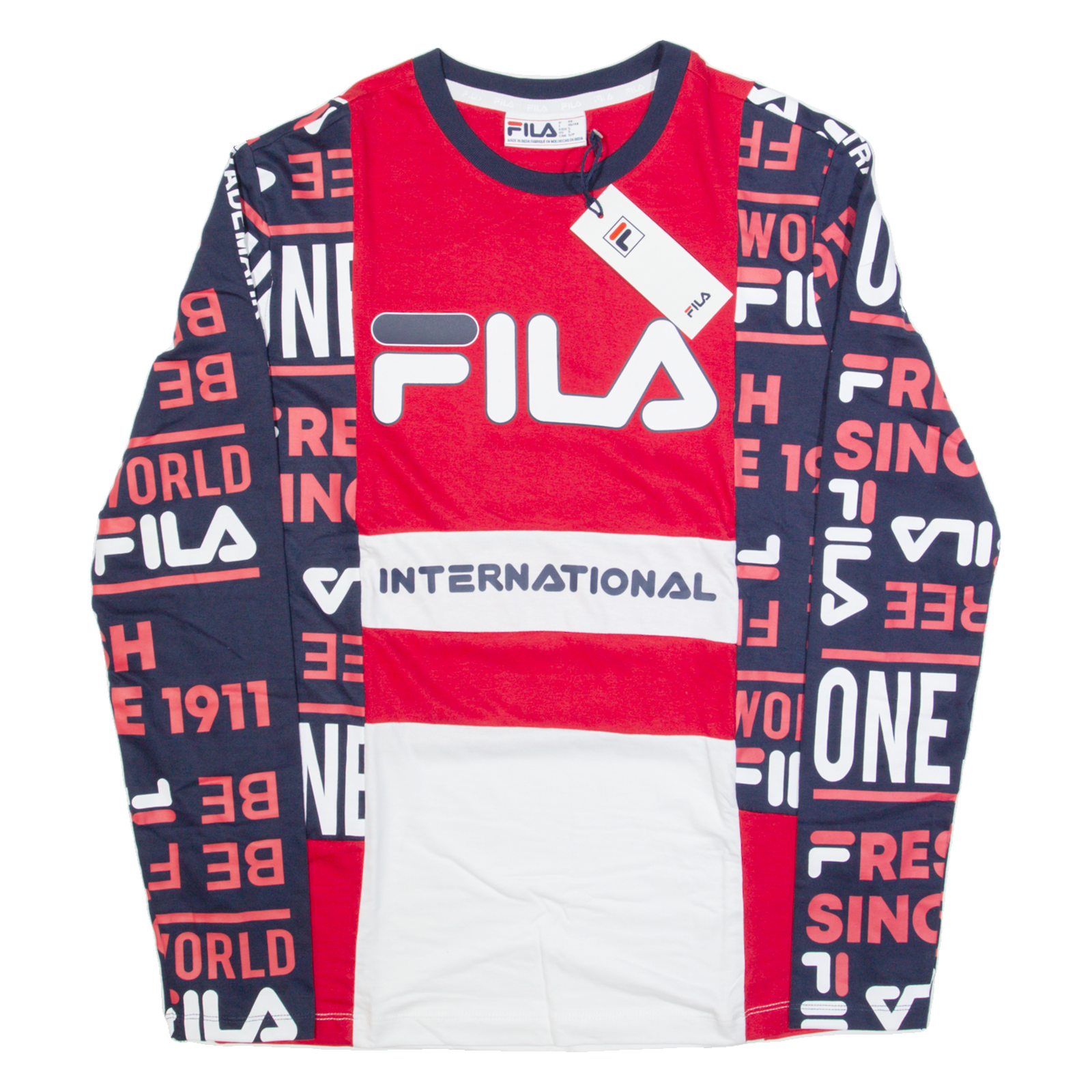 FILA T shirt uomo blu manica lunga S