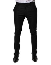 Dolce & Gabbana Black Virgin Wool MenSkinny Dress Formal Men's Pants Authentic