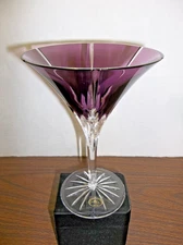 Ajka Castille Albinka Crystal Amethyst Martini Glass Cut to Clear MINT