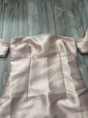 WARHOUSE Bardot MIDI Dress Side Split Prom Wedding BNWT SIZE 10 Nude/pink - Picture 4 of 16