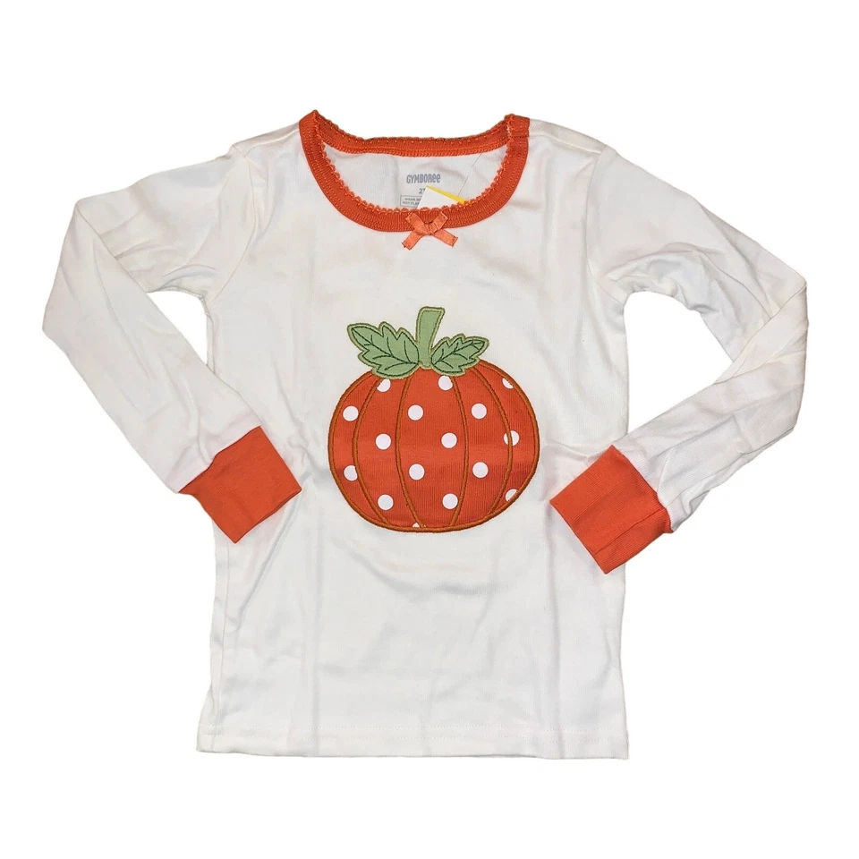 Новый с Ярлыками Gymboree девочек оранжевый и слоновой кости Lil' тыквы хлопок 2 изделия пижамы - размер 2T - Изображение 3 из 4