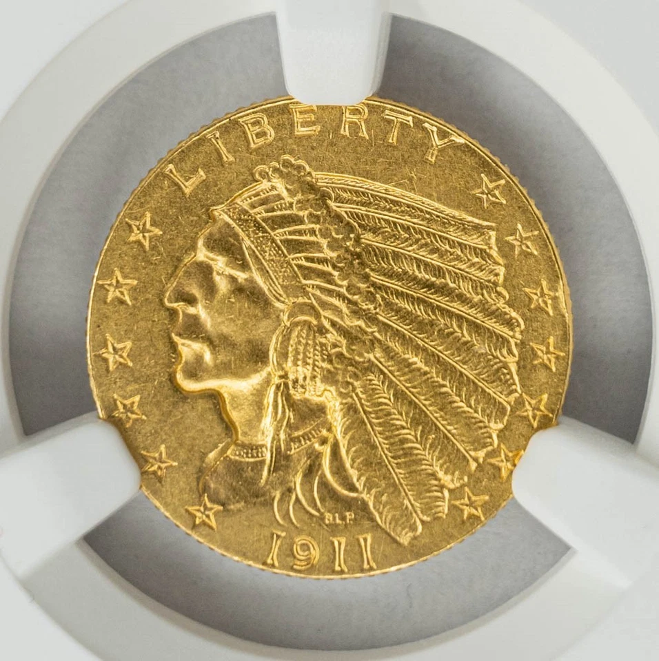 1911-D $2 1/2 Gold Indian $2.5 Strong D MS62 NGC 950137-2 - Image 3 of 4