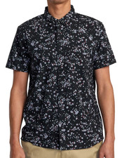 RVCA THATLL DO PRINT Men's S/S Button Up Shirt - BLK - Large - NWT