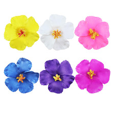 6 Pcs Hawaiian Flower Hair Clips Plumeria Hibiscus 3.94 Inch Tropical Party Sets