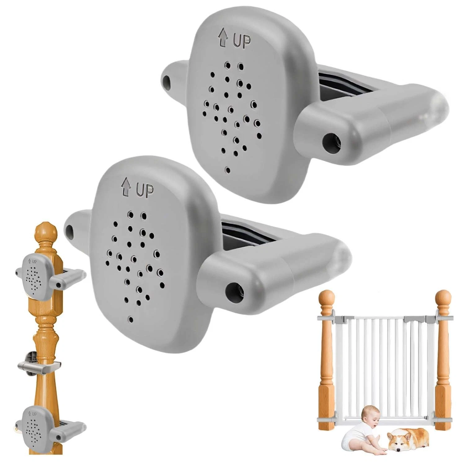 Banister Adapter Kit for Baby Gate, 2 PCS Stairway Gate Mounting Kit, No-Dril...