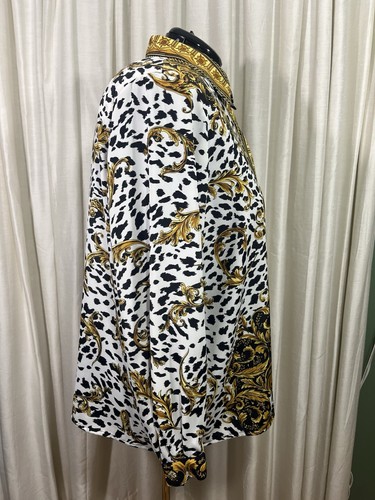 Vintage 90s Blouse Animal Baroque Print Long Sleeve Button Up Plus Size 24 - Picture 7 of 19