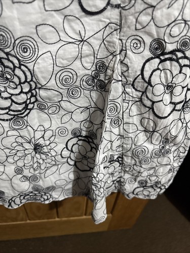 M&S Per Una White Black Floral Lined occasion Embroidery Dress Size 14R Midi - Picture 4 of 5