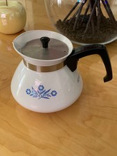 RARE Backstamp 1960s Vintage Corningware Blue Cornflower 6 Cup Teapot w/ Lid.