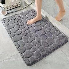 3D Non Slip Bathroom Mat Cobblestone Bath Rug Quick Dry Absorbent Washable Floor