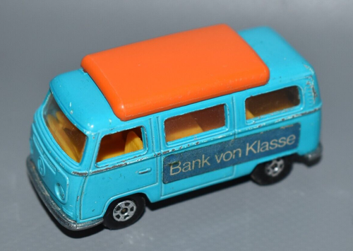 Matchbox Nr.23 VW Camper blau "Girokasse" Werbemodell 1970 Fach #B4 - 第 1/10 張圖片