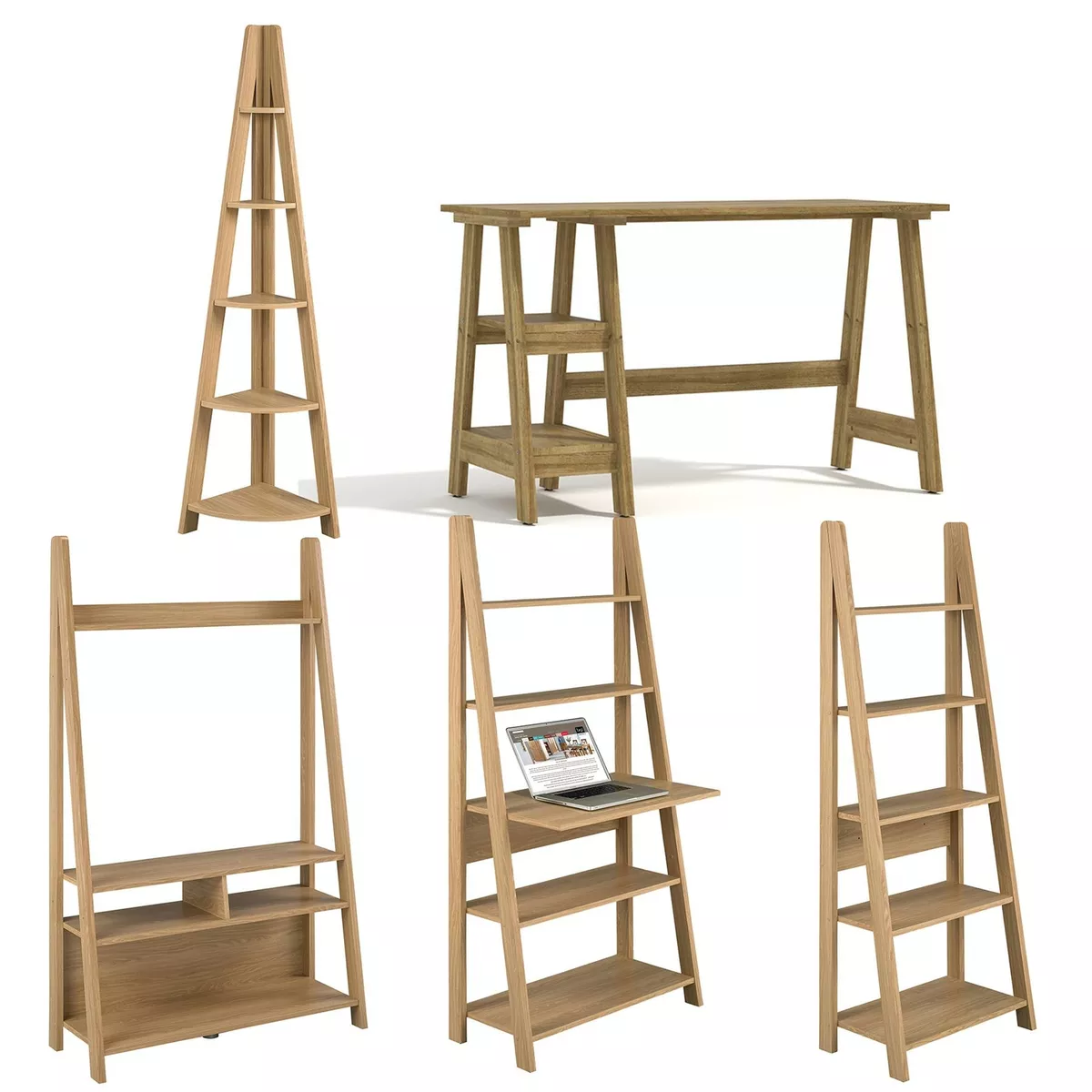 TIVA LIVING ROOM RANGE CORNER LADDER BOOKCASE DESK TV UNIT