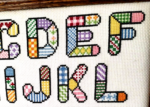 Vintage Framed & Finished Cross Stitch Alphabet Nursery / Child's Room 14 X 14 - Picture 4 of 10