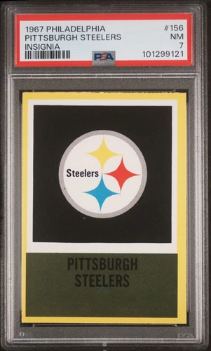 1967 PHILADELPHIA 156 PITTSBURGH STEELERS INSIGNI PSA 7 Fresh Grade!