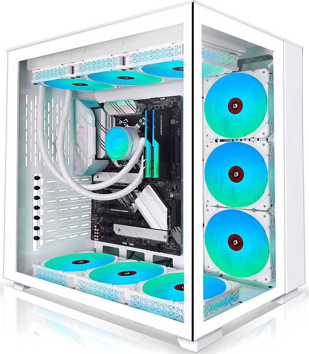 Boitier PC Gamer RGB Blanc, Compatible ATX/mATX/ITX, Moyen Tour PC Gaming  Vide