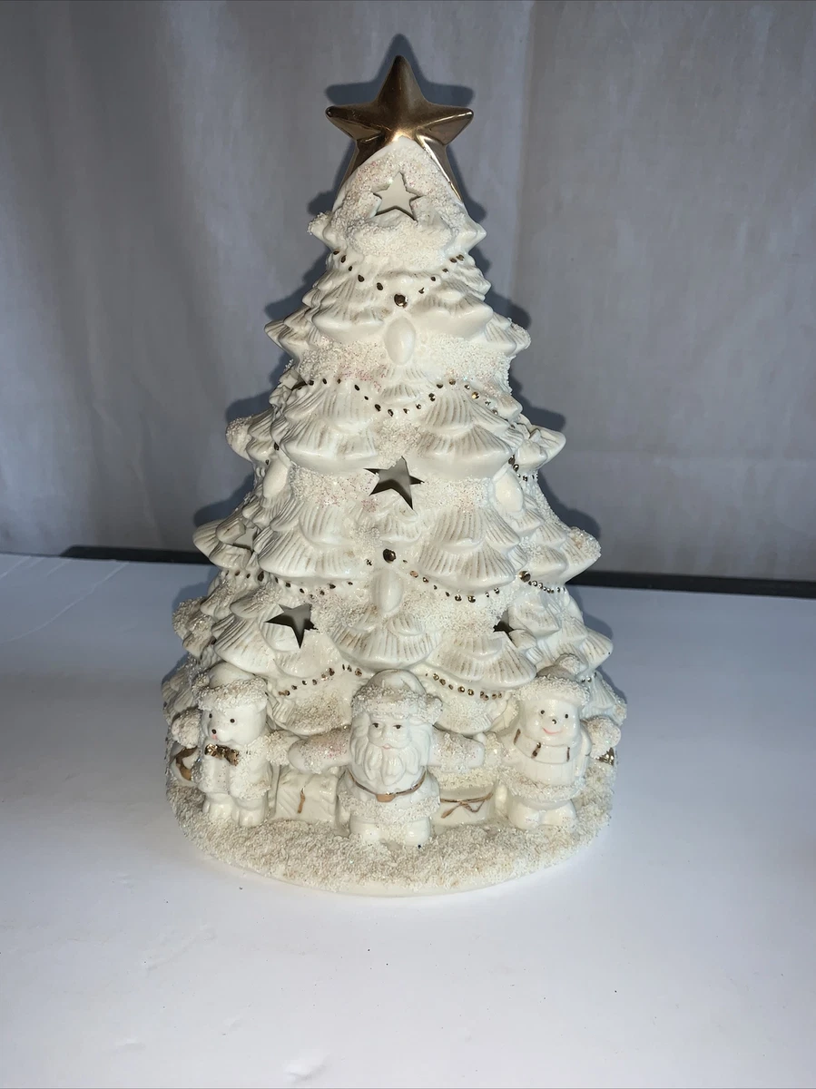 white glitter tree w gold ceramic light up christmas eBay