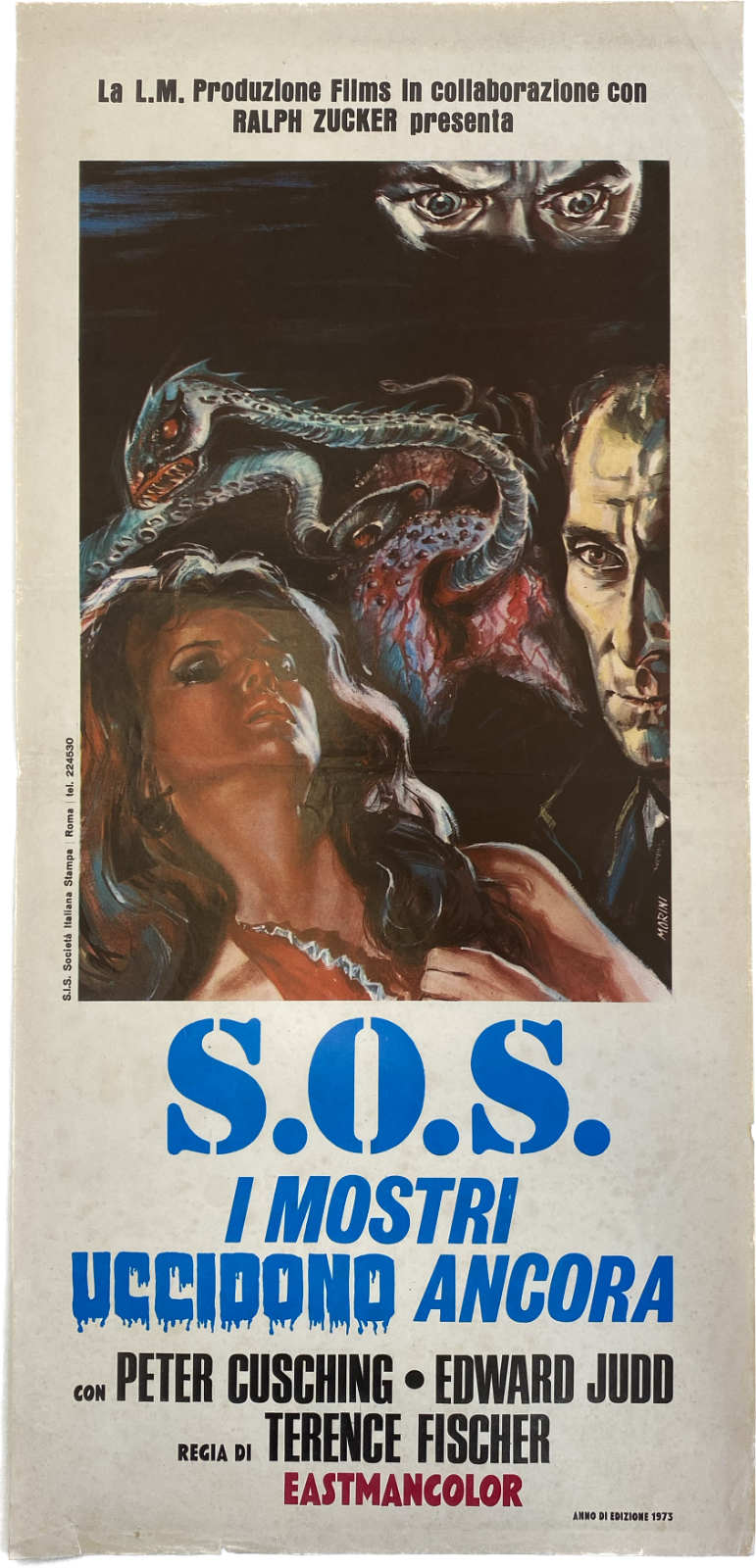 Locandina originale film S.O.S. i mostri uccidono ancora (1967) - Regia di Terence Fisher