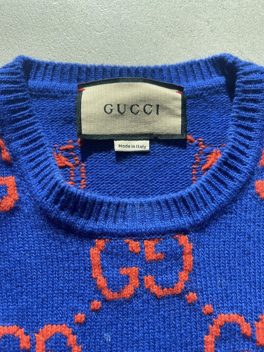 Gucci GG Knit Sweater Blue Orange Never Worn Never Washed