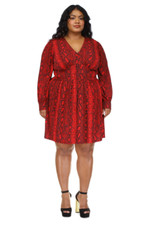 Michael Michael Kors Snakeskin Print Mini Dress Crimson Plus Size 2X