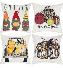 Fall Throw Pillow Covers 18x18 Square Set Of 4 Harvest Fall Pillowcases