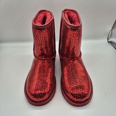 Ugg Youth Size 12 Classic II Gel Red Hearts Short Mid Boots Plush (721)