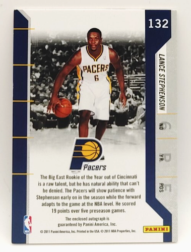 Parches de boleto de novato autógrafo Lance Stephenson 2010-11 Playoff Contenders - Imagen 2 de 2