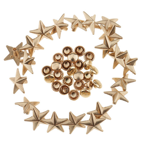20pcs Star Rivets PUNK Studs for Leather Crafts Bag Jeans Decor Gold 13mm - Picture 1 of 10