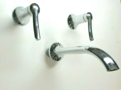 Moen Fina TS41706 Chrome Bathroom Wall Mount Sink Faucet Trim 2 Handle No Valves