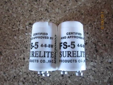  Beer Clock and Sign Starters FS-5, 4-6-8W Fluorescent Bulb Starters. Pair.