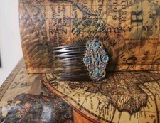 Vintage Diadem Made in USA Beautiful Hair Comb - Subtle Blue and Purple Floral