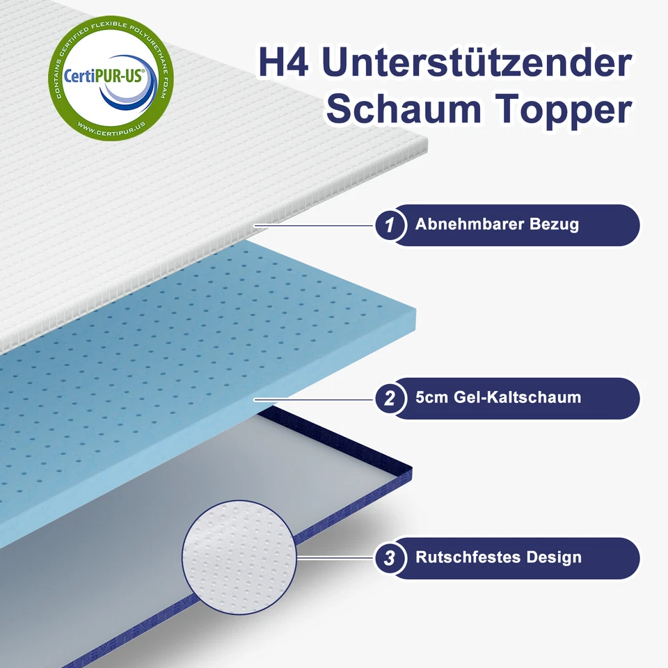 10CM 7CM 5CM Kaltschaum Matratze Topper 90x200 140x200 160x200 180X200 H2 H3 H4