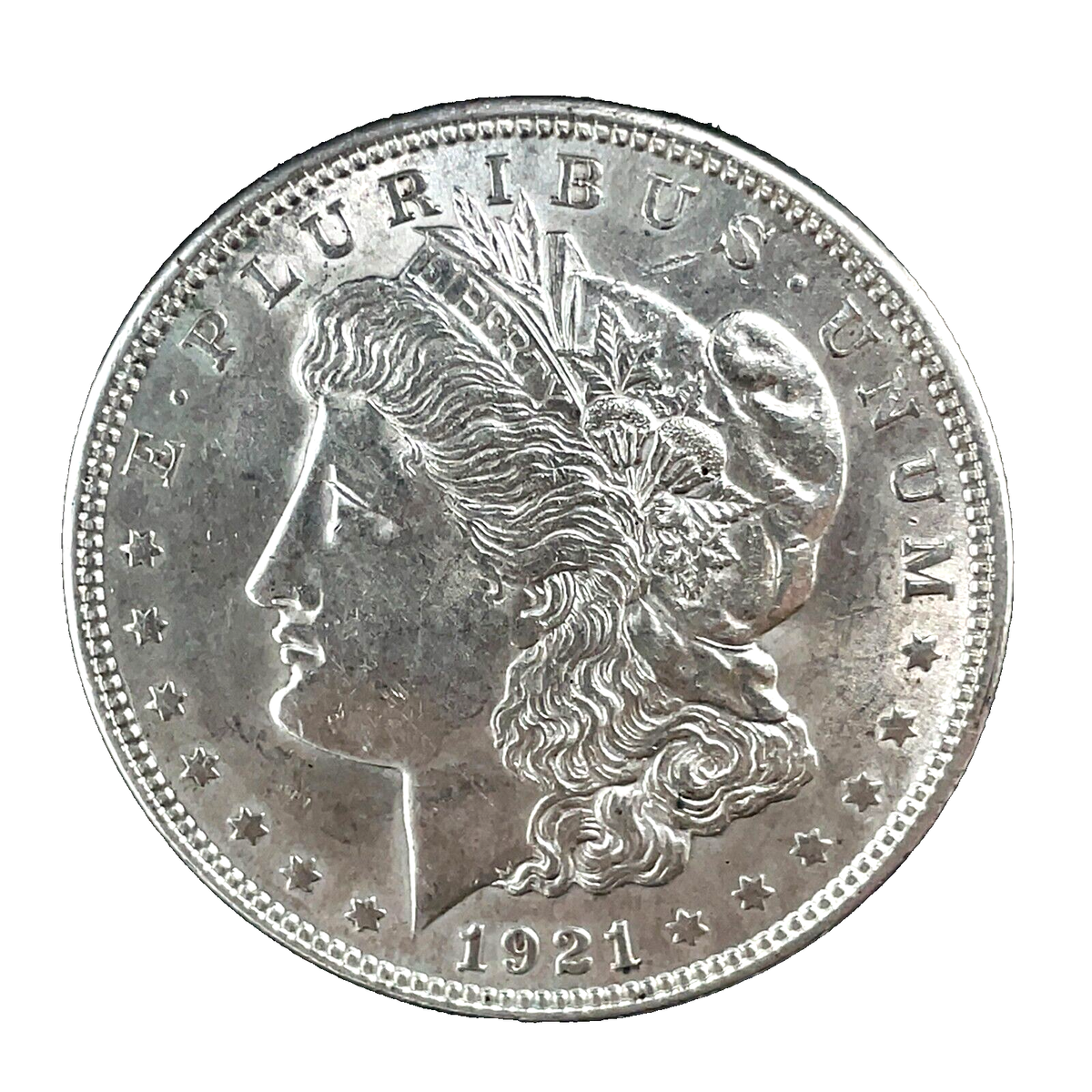 1921 P- 17 Berry Talon Below Branch Morgan Dollar 90% Silver AU