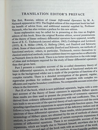 Vintage BookLinear Differential Operators, Part II - by M.A. Naimark HB 1968 - Picture 7 of 20