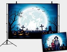 Halloween Dark Horror Moon Dead Trees Backdrop Halloween Pumpkin Background