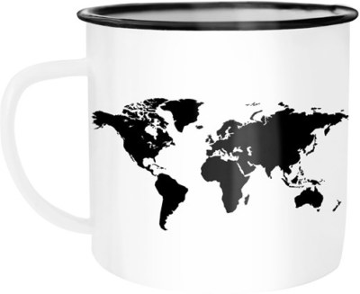 Emaille Tasse Becher Weltkarte World Map Kaffeetasse Autiga 