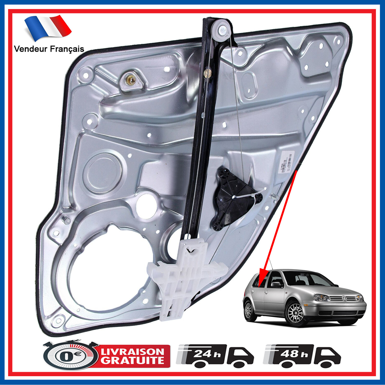 Lève-vitre arrière droit 1J4839462 pour restaurer la ventilation arrière de Golf IV