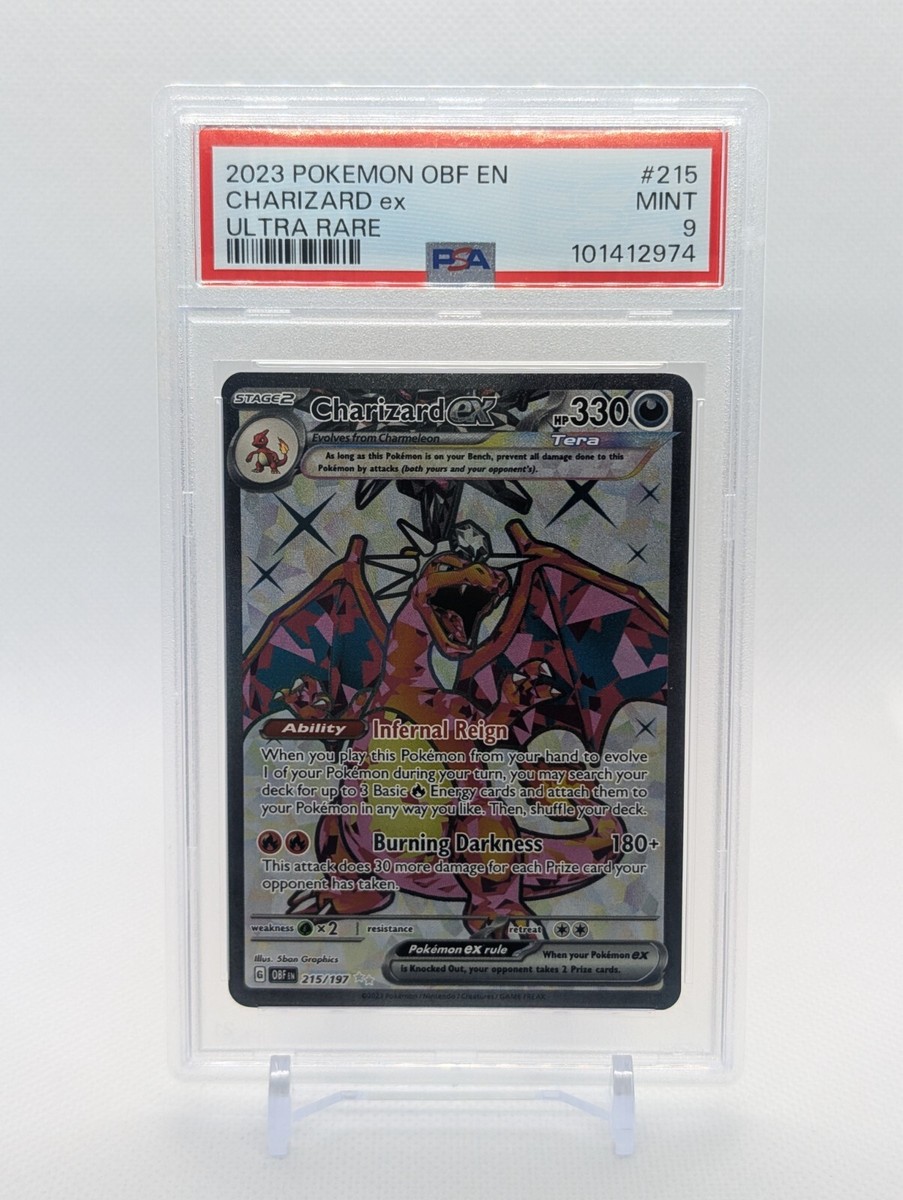 Pokemon🔥CHARIZARD EX🔥PSA 9🔥LOW POP🔥Obsidian Flames🔥215