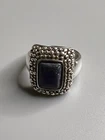 Sterling Silver Natural Lapis Lazuli Chunky Statement Ring  Sz 7.5” 8g Vintage