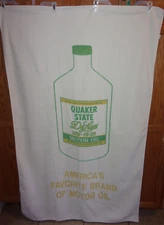 Vtg Quaker State DeLuxe Motor Oil Can Advertising Beach Towel -Made in USA