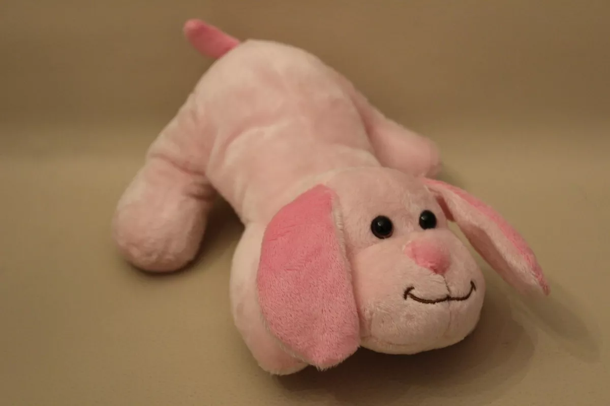 Chien Pink Lying Plush Duodou 23cm