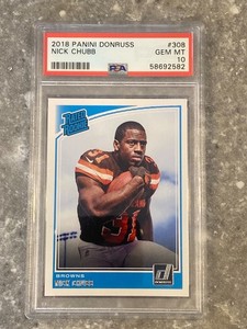 Nick Chubb 2018 Panini Donruss Rated Rookie RC #308 PSA 10 Gem Mint