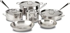 All-Clad D3 3-Ply Stainless Steel Cookware Set 10 Piece, Silver